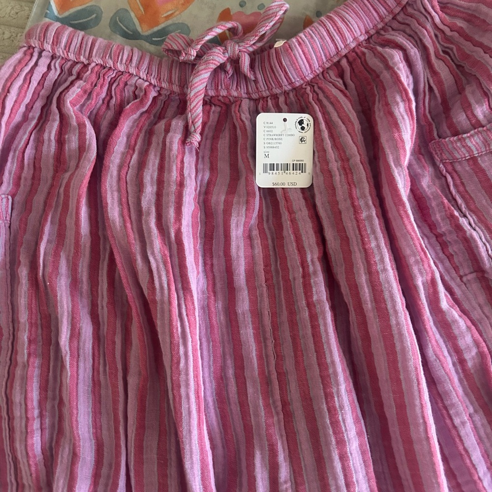 FREE PEOPLE QUINN PANTS OUT OF STOCK ON WEBSITE PINK STRIPES SIZE MEDIUM